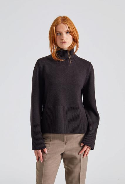 Julie Josephine High Neck Wool Sweater Brown