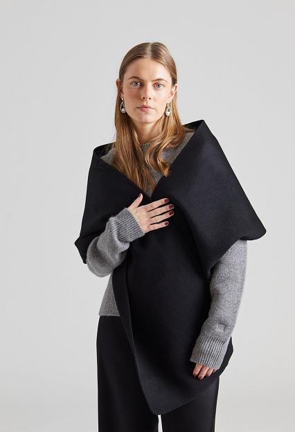 Julie Josephine Rectangle Double Faced Wool Scarf Black
