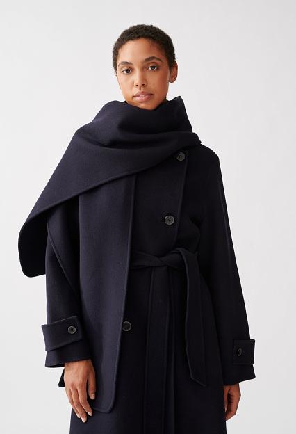 Julie Josephine Rectangle Double Faced Wool Scarf Navy 