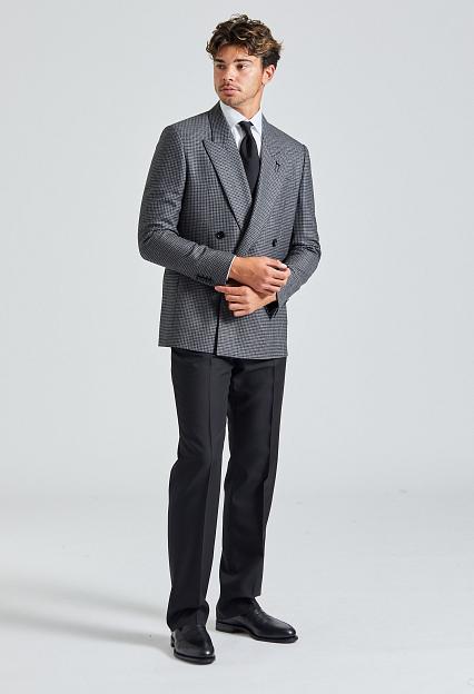 LARDINI Double Breasted Attitude Jacket Grey Dogtooth