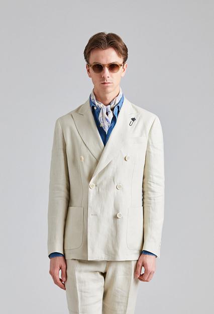 LARDINI Double Breasted Roma Jacket Beige
