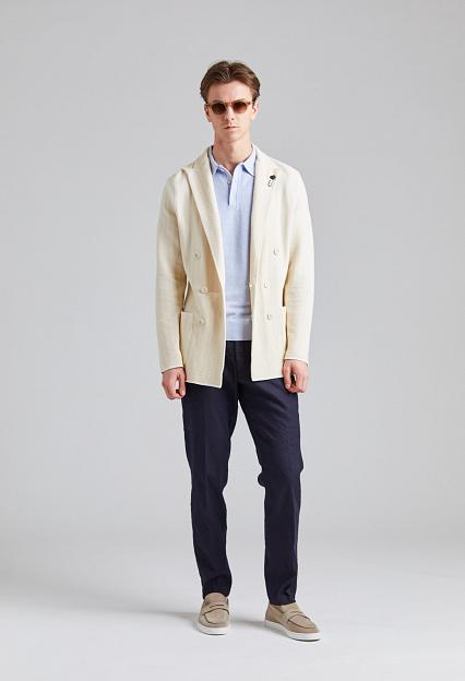 LARDINI Herringbone DB Knit Jacket Creme Mix