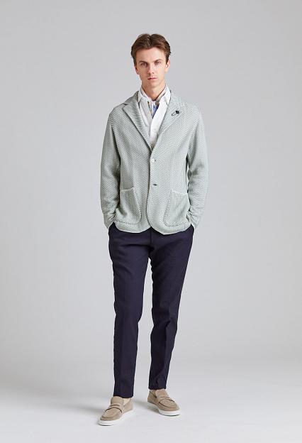 LARDINI Herringbone Knit Jacket Green Mix