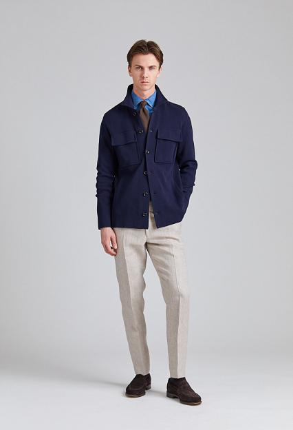 LARDINI Knitted Shirt Jacket Navy