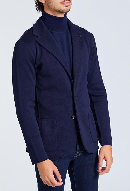 LARDINI Man Knit Jacket Blue