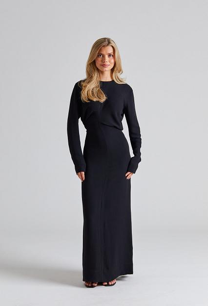 Toteme Long-Sleeve Slouch Waist Dress Black