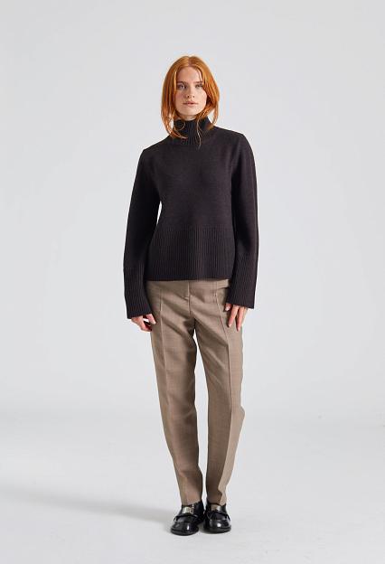 Low-Waist Tailored Trousers Oat Melange