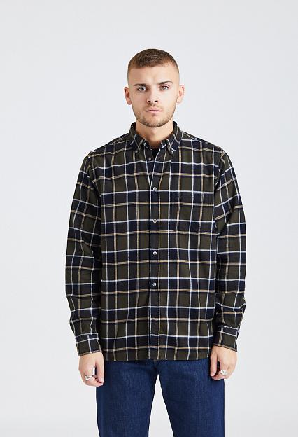 Anton Brushed Flannel Check Beech Green