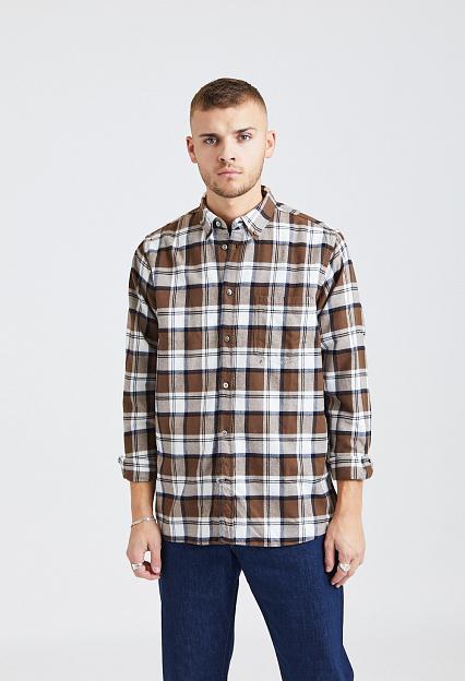 Anton Brushed Flannel Check Taupe