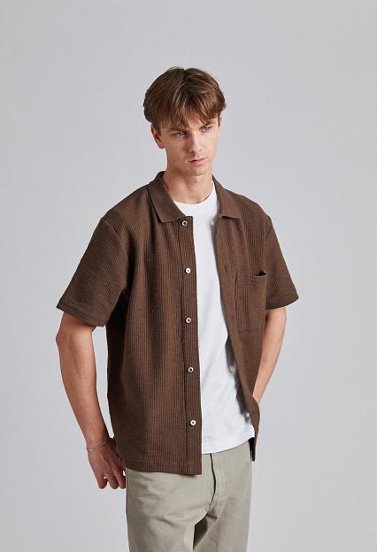 Norse Projects Gustav Crochet Jersey Shirt Chestnut