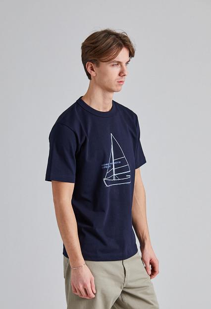 Norse Projects Holger Organic Boat Print T-Shirt Dark Navy