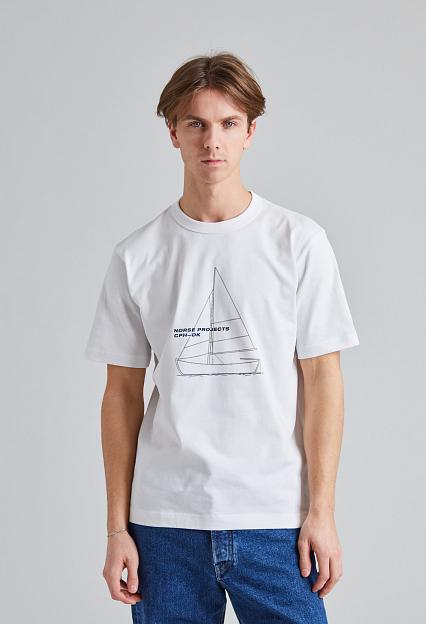 Norse Projects Holger Organic Boat Print T-Shirt White