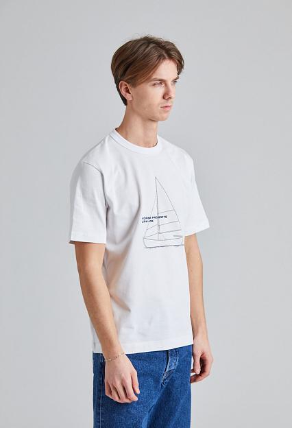 Norse Projects Holger Organic Boat Print T-Shirt White