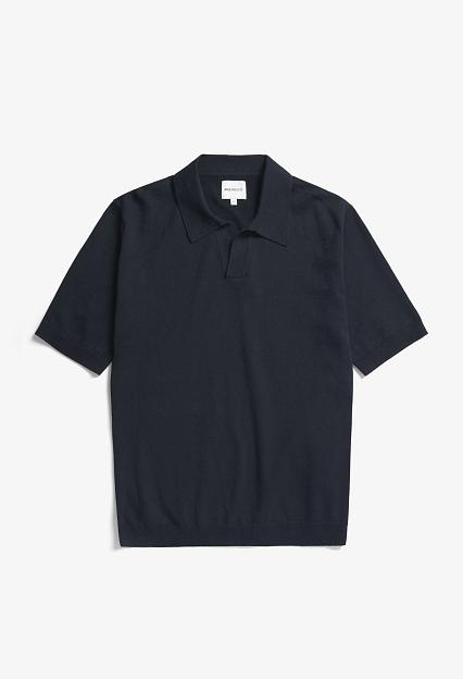 Norse Projects Leif Cotton Linen Polo Dark Navy