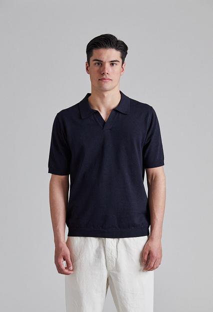 Norse Projects Leif Cotton Linen Polo Dark Navy
