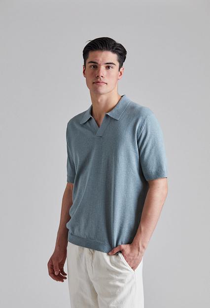 Norse Projects Leif Cotton Linen Polo Greyish Blue