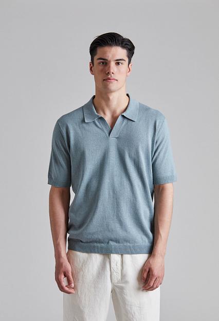 Norse Projects Leif Cotton Linen Polo Greyish Blue