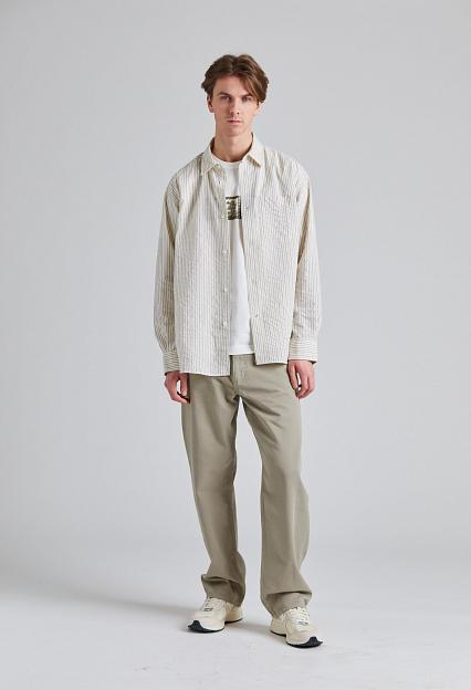 Norse Projects Mo Oversized Striped Shirt Chestnut
