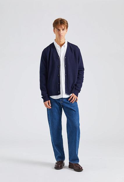 Norse Standard Merino Lambswool Cardigan Dark Navy