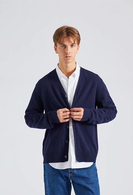 Norse Standard Merino Lambswool Cardigan Dark Navy