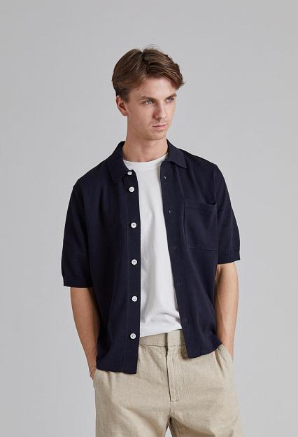 Norse Projects Rollo Cotton Linen SS Shirt Dark Navy