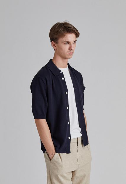 Norse Projects Rollo Cotton Linen SS Shirt Dark Navy