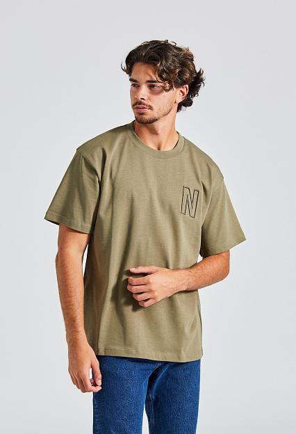 Simon Loose Organic Heavy Jersey N Logo T-Shirt Sediment Green