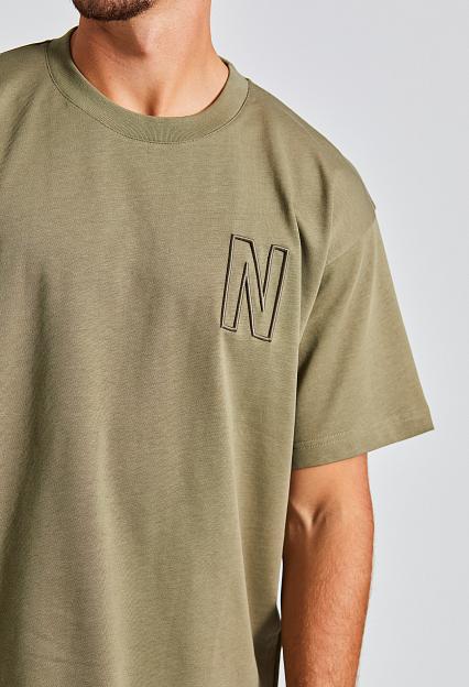 Simon Loose Organic Heavy Jersey N Logo T-Shirt Sediment Green
