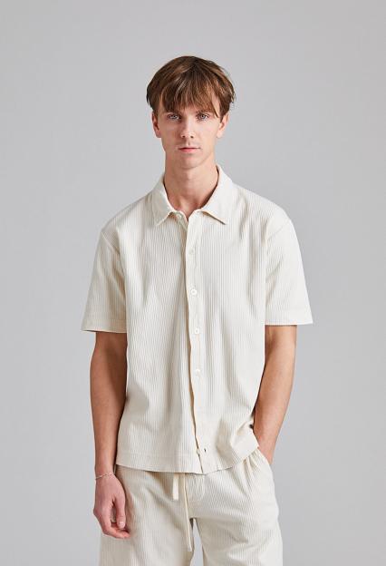 Onesto Rib Jersey Bowling Shirt Off White