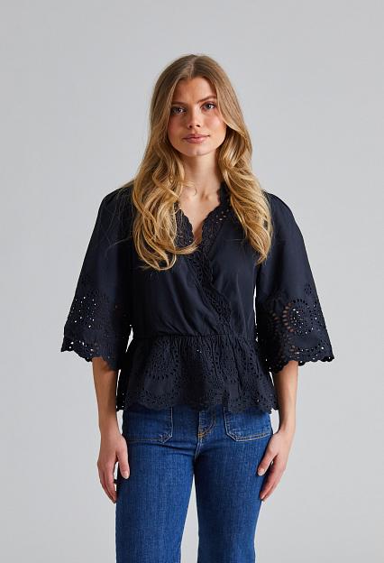 Once Untold Bea V-Neck Blouse Black 