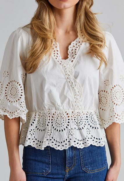 Once Untold Bea V-Neck Blouse White 
