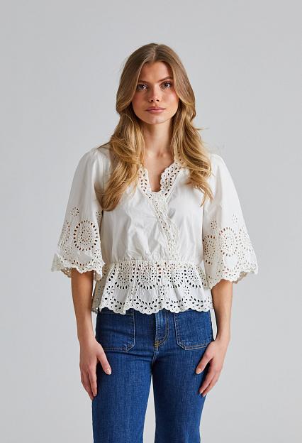 Once Untold Bea V-Neck Blouse White 