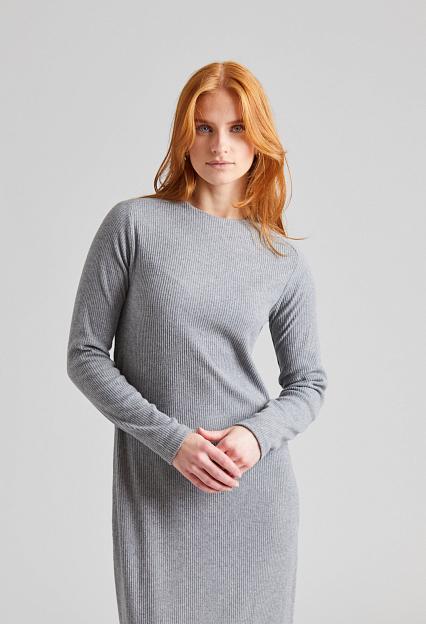 Once Untold Daniela Rib Dress Dark Grey Melange
