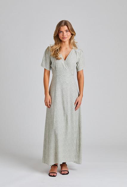 Once Untold Ellen Wrap Dress Petite Green Flower 
