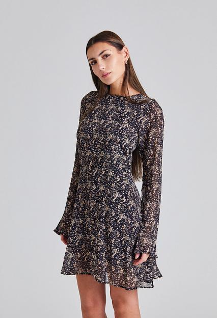 Once Untold Estelle Mini Dress Brown Wild Flower 