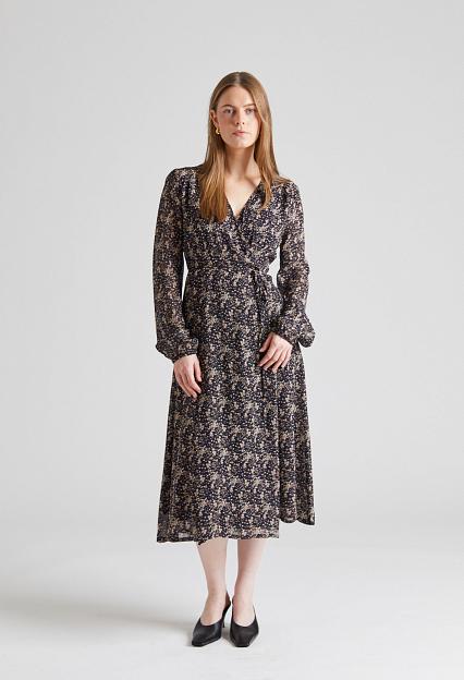 Once Untold Estelle Wrap Dress Brown Wild Flower 