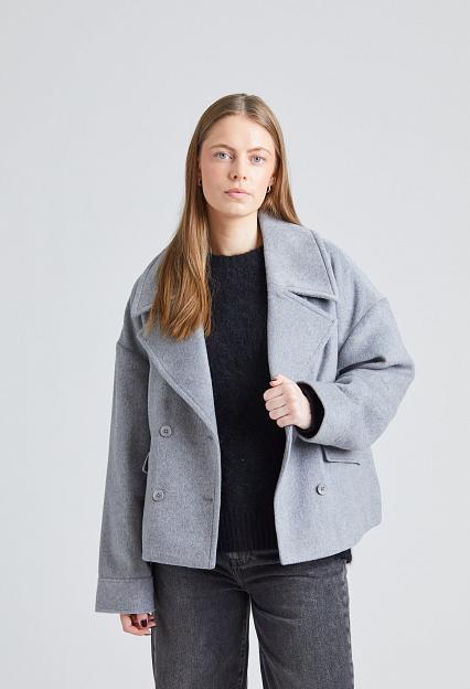 Once Untold Iris Short Coat Light Grey Melange