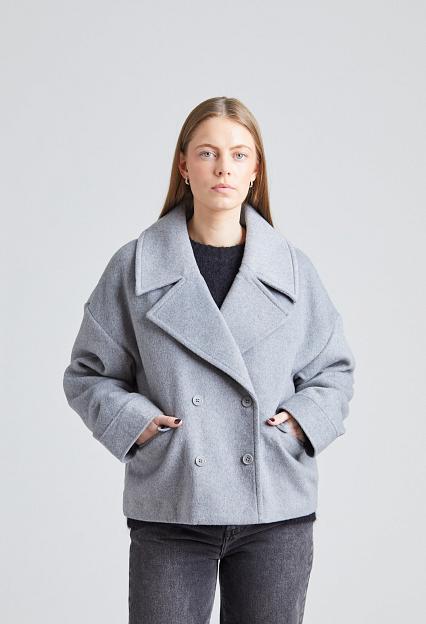 Once Untold Iris Short Coat Light Grey Melange