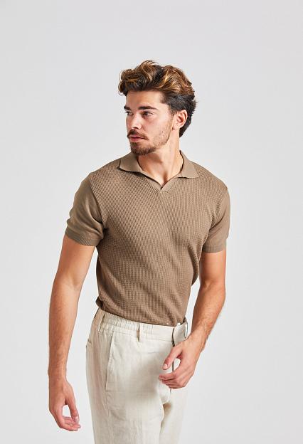 Onesto Knitted Polo Shirt Fango