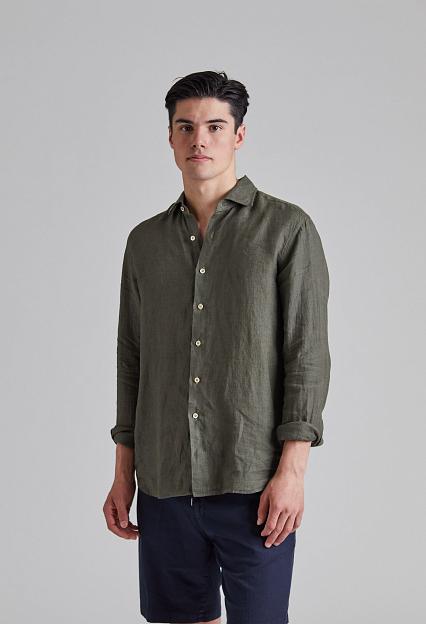 Onesto Linen Shirt Dk. Green