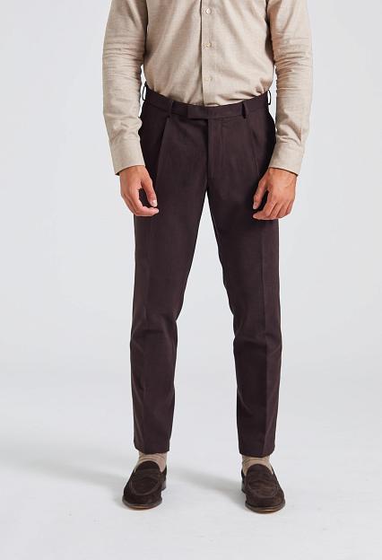 Onesto Parma Pant Brushed Cotton Dark Brown