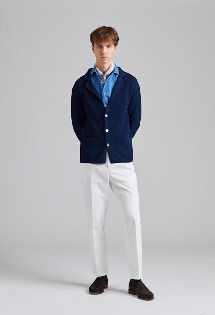 Onesto Strutured Cotton Knit Blazer Blue