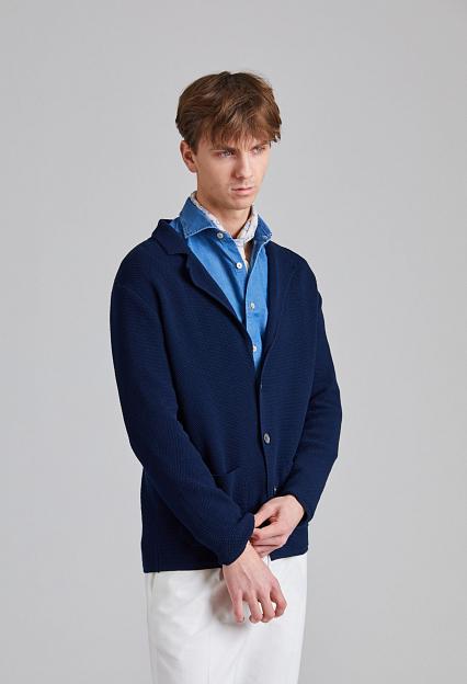 Onesto Strutured Cotton Knit Blazer Blue