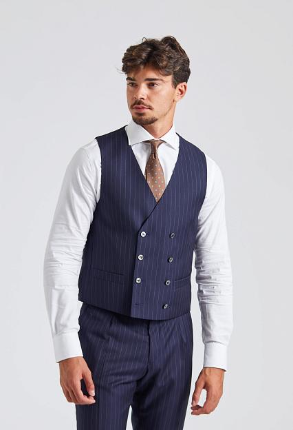 Onesto Veneto Waistcoat Navy Pinstripe