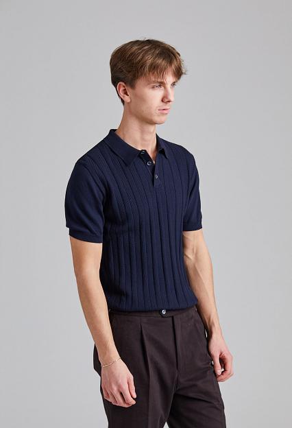 Oscar Jacobson Barto Stripe Poloshirt Night Blue