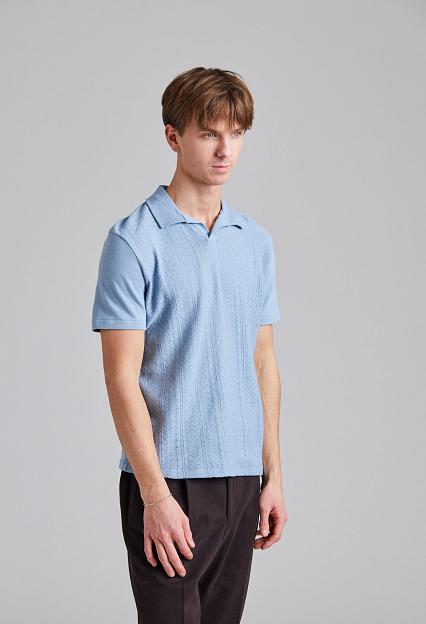 Oscar Jacobson Connor Structured Poloshirt Smog Blue