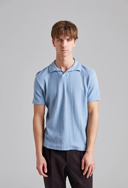 Oscar Jacobson Connor Structured Poloshirt Smog Blue