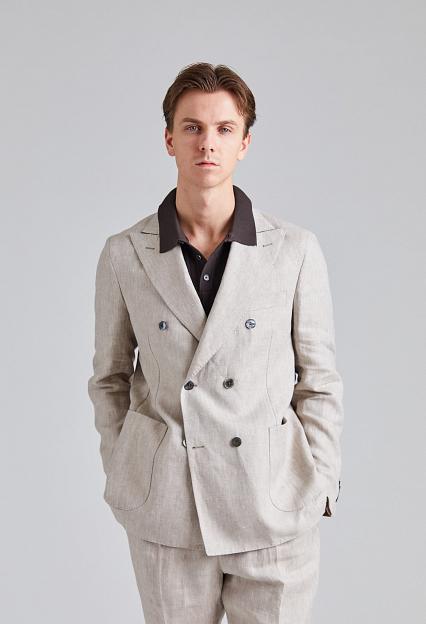 Oscar Jacobson Farris Patch Soft Blazer Trench Beige