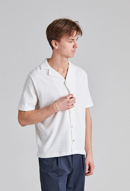 Oscar Jacobson Kirk Knitted Shirt Snow White