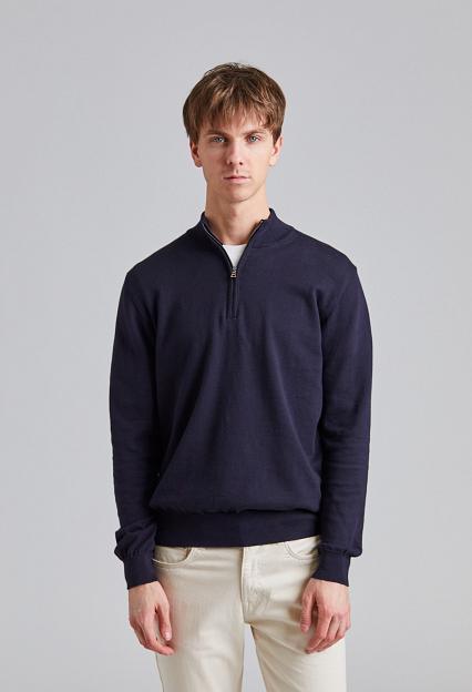 Oscar Jacobson Pat Half Zip Navy Sea